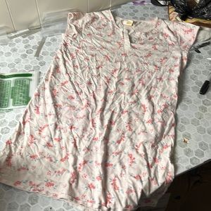 Whispers Small Short Sleeve Pink Floral Print Flower Sleep Pajama Dress